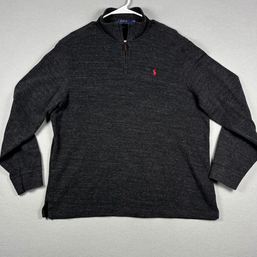 Polo Ralph Lauren Estate Rib Quarter-Zip Pullover Large Charcoal Gray